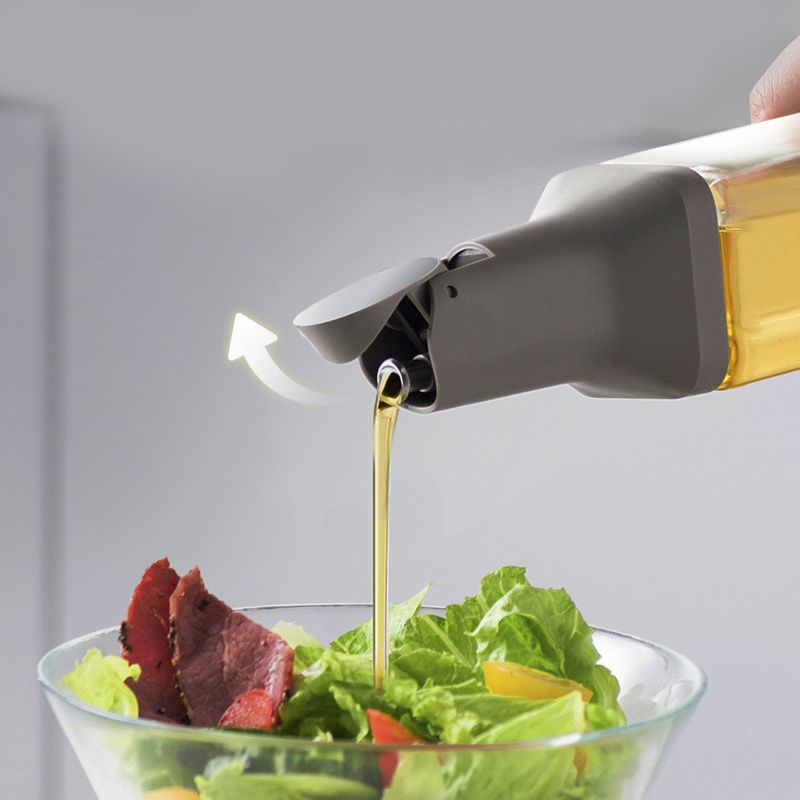 1pc 500ml/16.9oz Oil And Vinegar Bottle; Automatic Opening And Closing Oil Pot; Anti-leakage Anti-hanging Oil Household Kitchen Soy Sauce Vinegar Oil Tank; Gravity Oil Bottle