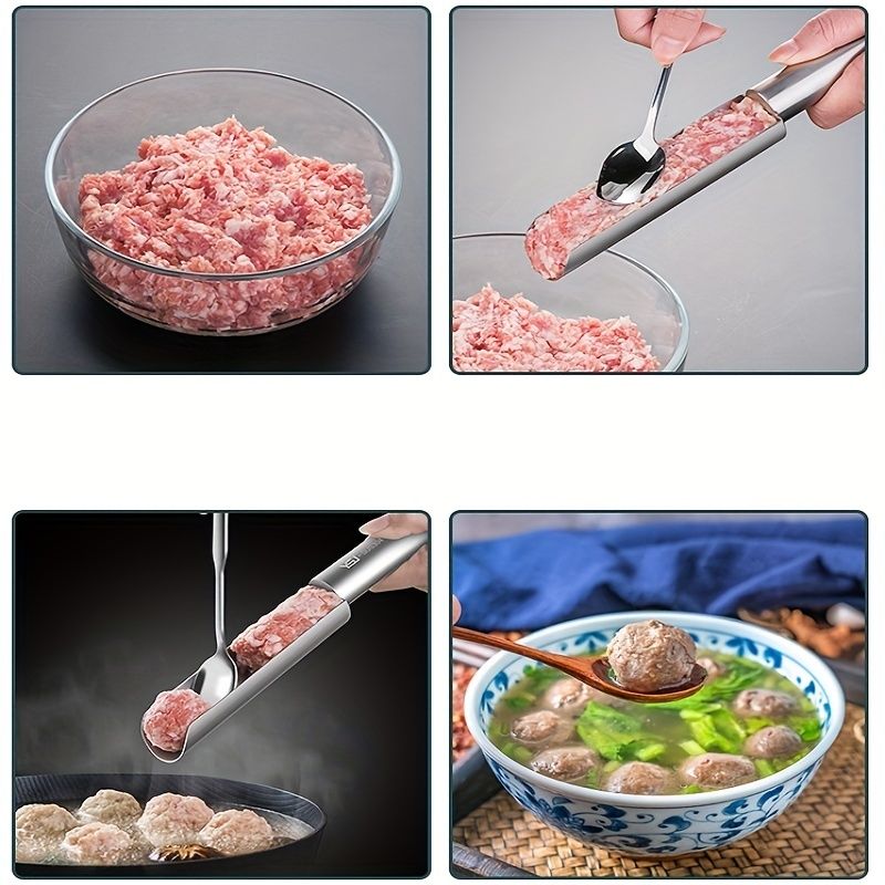 1pc Meatball Maker Stainless Steel Meatball Maker Plastic Meat Baller Spoon DIY Meatball Mold Plastic Meat Balls Fish Balls Beef Balls Processing Spoon Mold